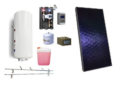 Solaranlage - 1 x Kollektoren (2,09 m²) + 140 Liter Boiler