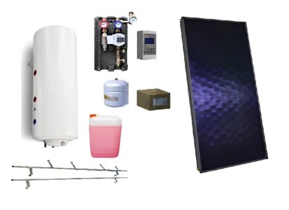 Solaranlage - 1 x Kollektor (2,02 m²) + 120 Liter Boiler
