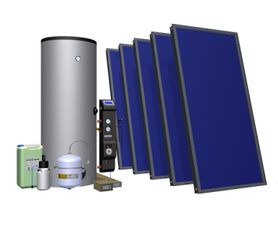 Komplet Solaranlage - 5 x Kollektoren (10,45 m²) + 500 Liter