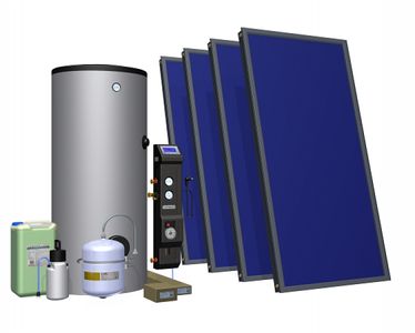Komplett Solaranlage - 4 x Kollektoren (8,36 m²) + 300 Liter